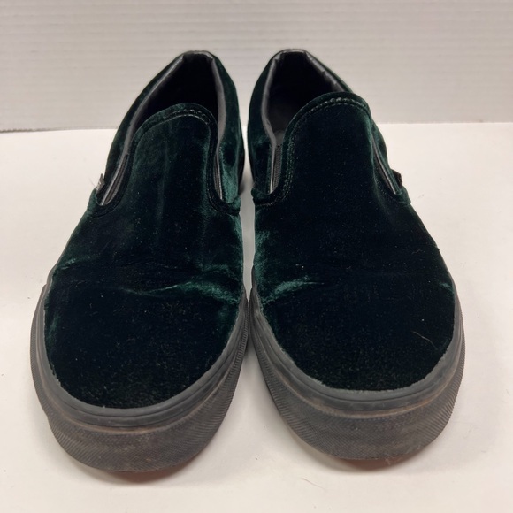 Vans Shoes - VANS VELVET GREEN AND BLACK SLIP ONS
